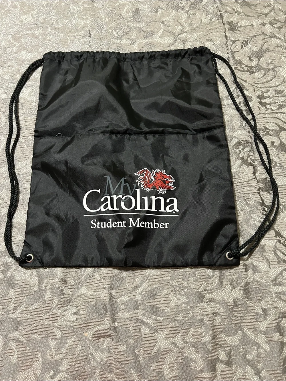 My Carolina Black Drawstring Backpack with Student Member Logo